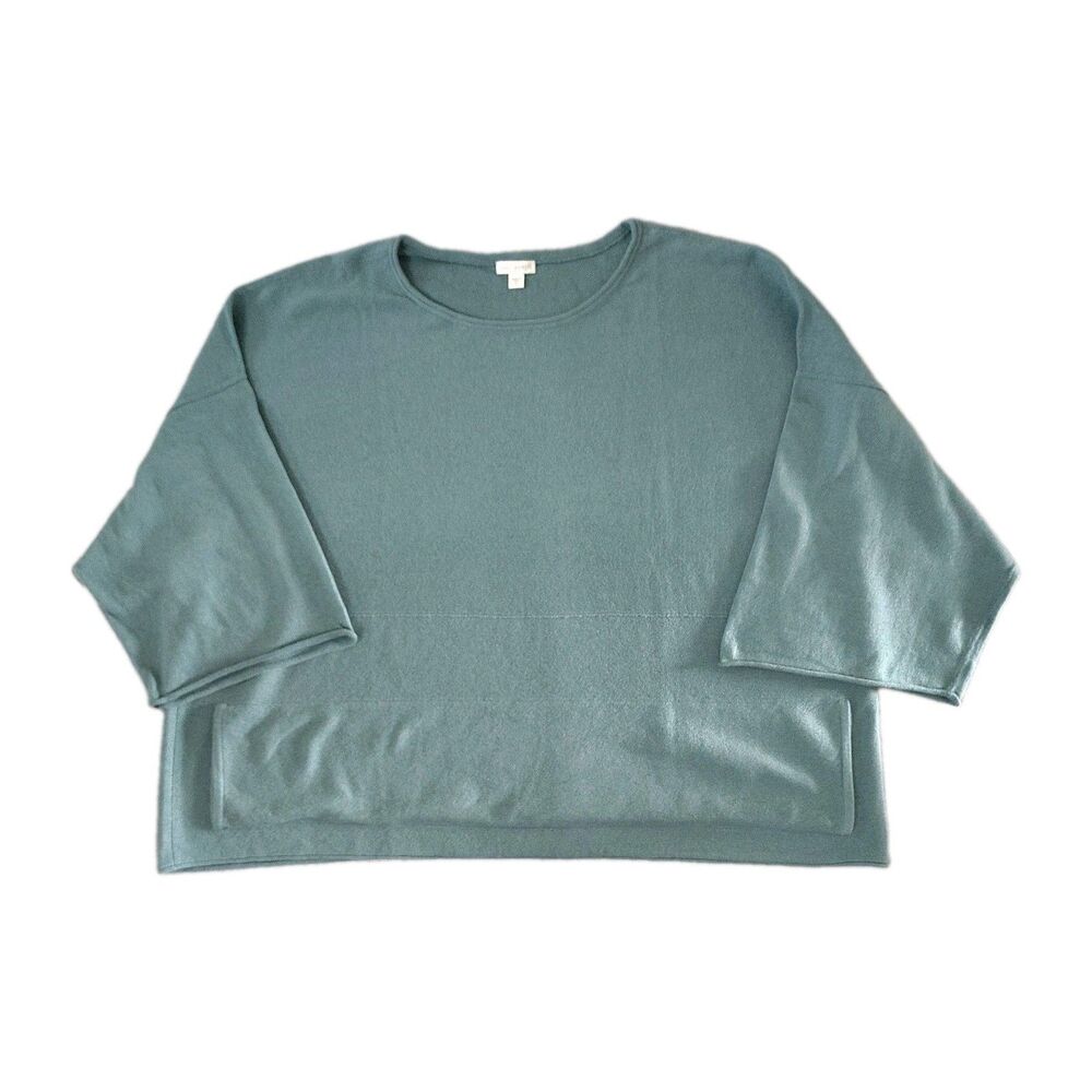 Pure Jill J.Jill XL Sea Green Kimono Sweater Cashmere Blend 3/4 Sleeve Lagenlook